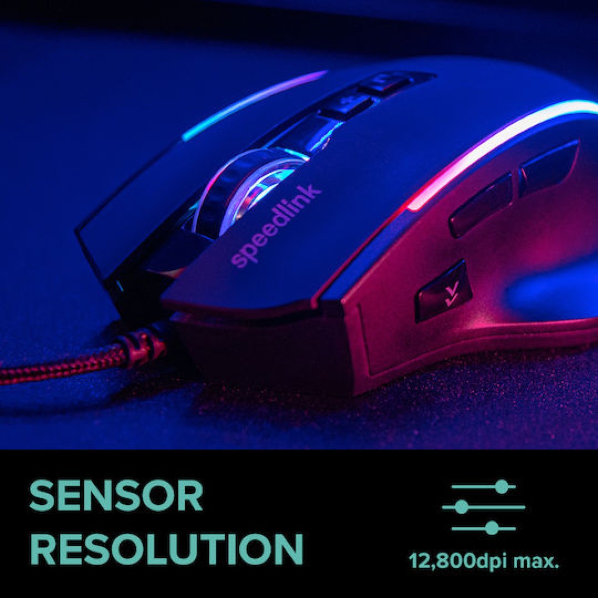 SpeedLink Decus NX RGB Gaming Ποντίκι 12800 DPI Μαύρο