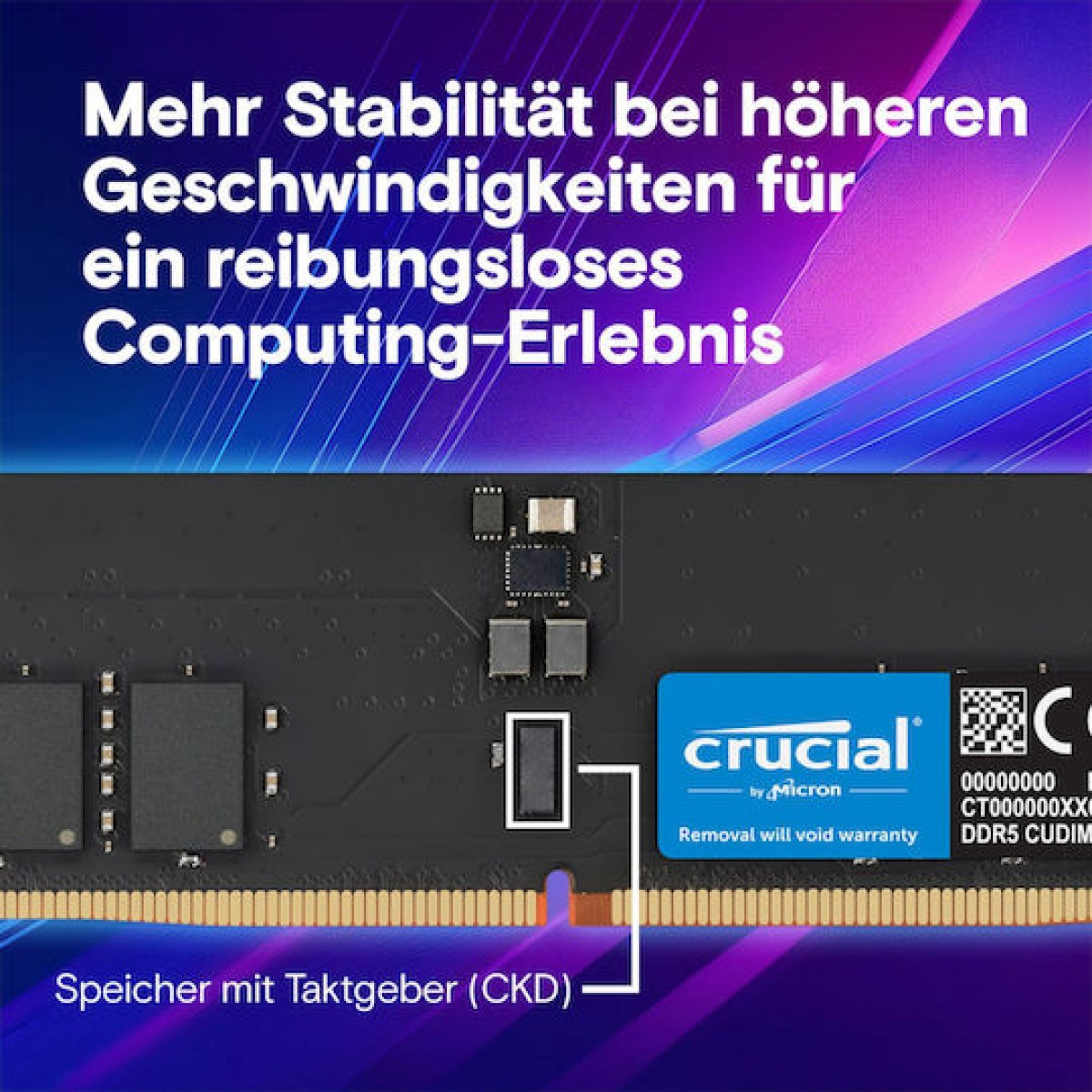 Crucial DDR5 64GB RAM με 2x32GB Modules και Ταχύτητα 6400 για Desktop