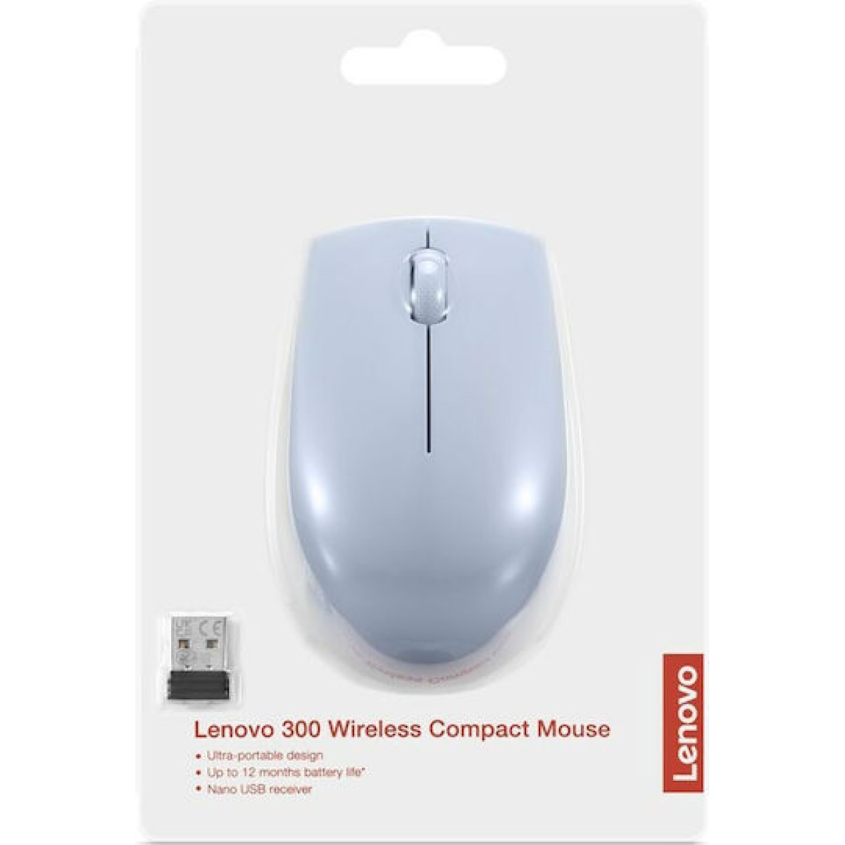 Lenovo 300 Wireless Compact Mouse Ασύρματο Mini Ποντίκι Frost Blue