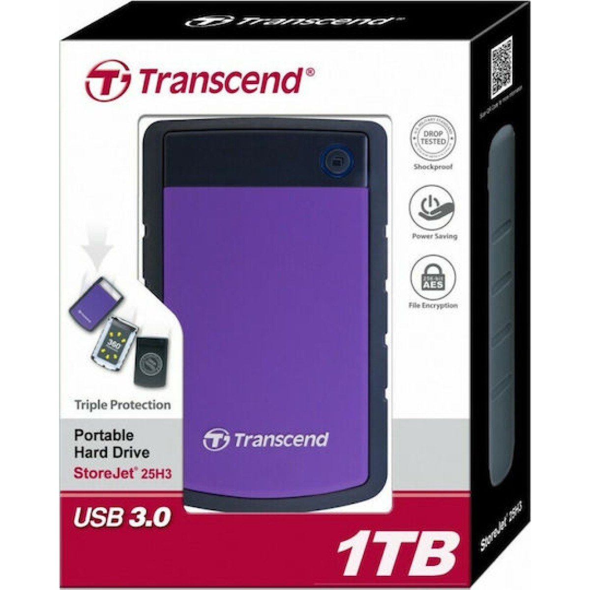 Transcend StoreJet 25H3P USB 3.0 Εξωτερικός HDD 1TB 2.5