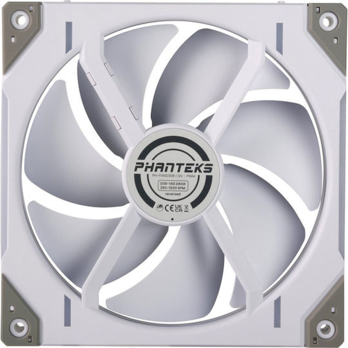 Phanteks PH-F140D30R Case Fan με RGB Φωτισμό και Σύνδεση 4-Pin PWM Λευκό
