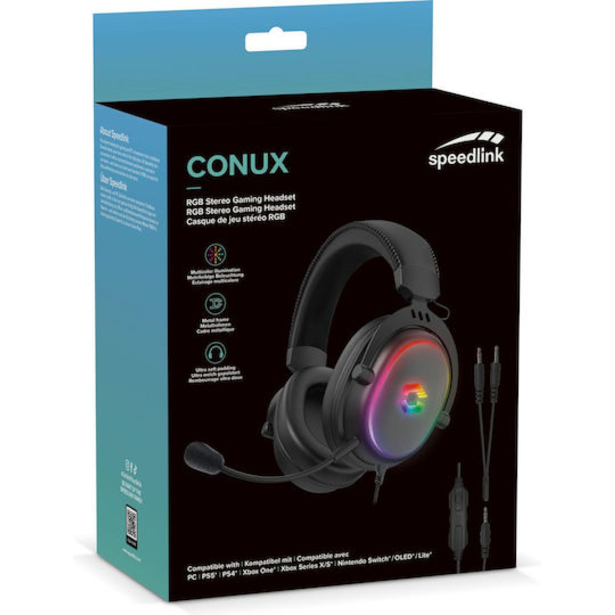 SpeedLink Conux RGB Over Ear Gaming Headset με σύνδεση 2x3.5mm / USB