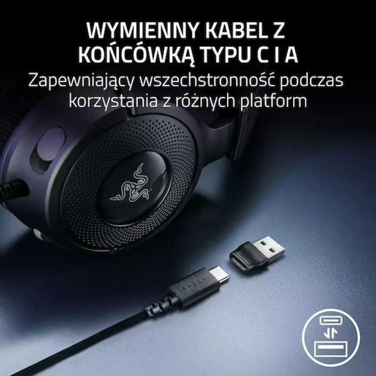 Razer Kraken V4 X Over Ear Gaming Headset με σύνδεση USB Minecraft Edition for Nintendo Switch / PC / PS4 / PS5