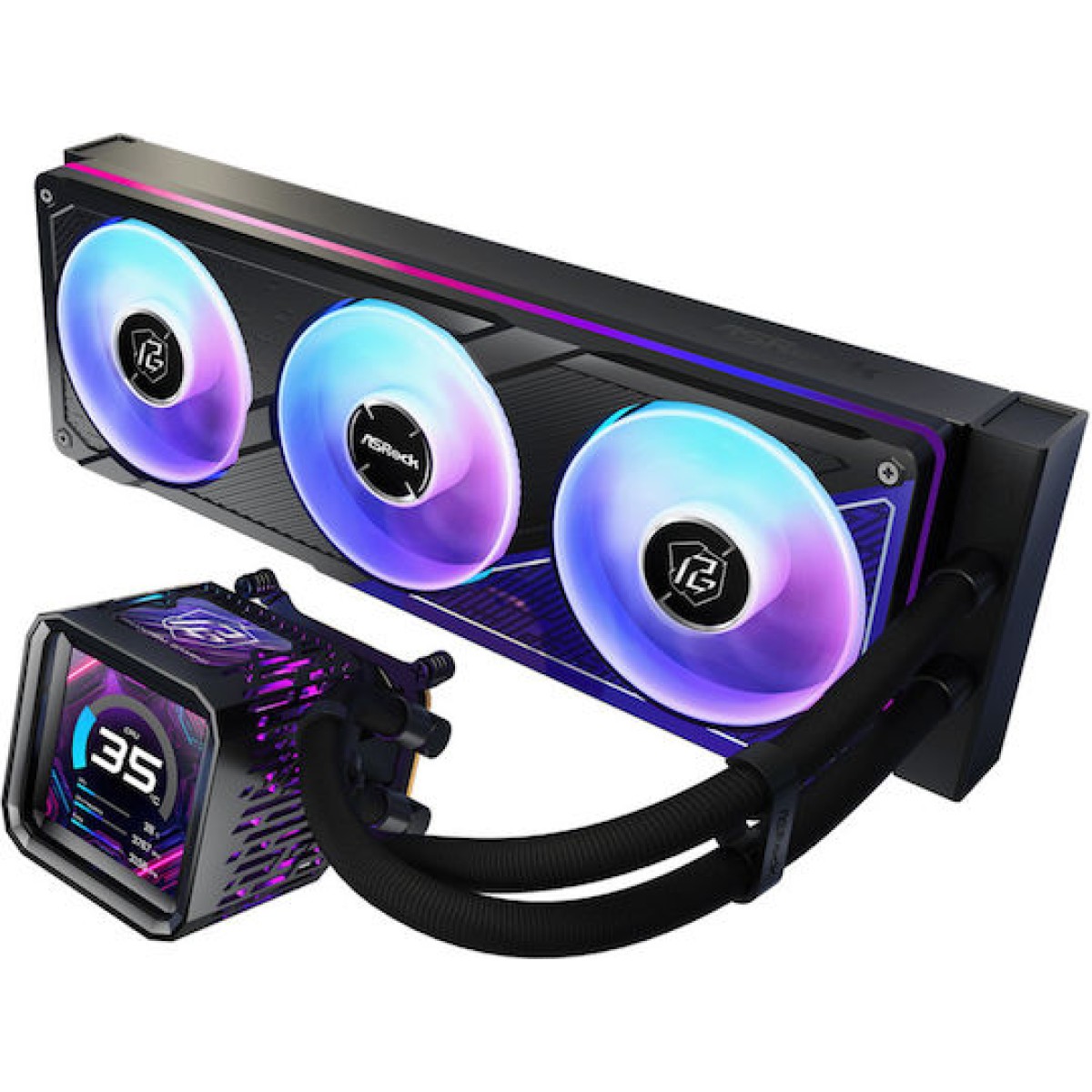 ASRock Phantom Gaming 360 LCD Υδρόψυξη Επεξεργαστή Τριπλού Ανεμιστήρα 120mm για Socket AM4/AM5/1700 με ARGB Φωτισμό