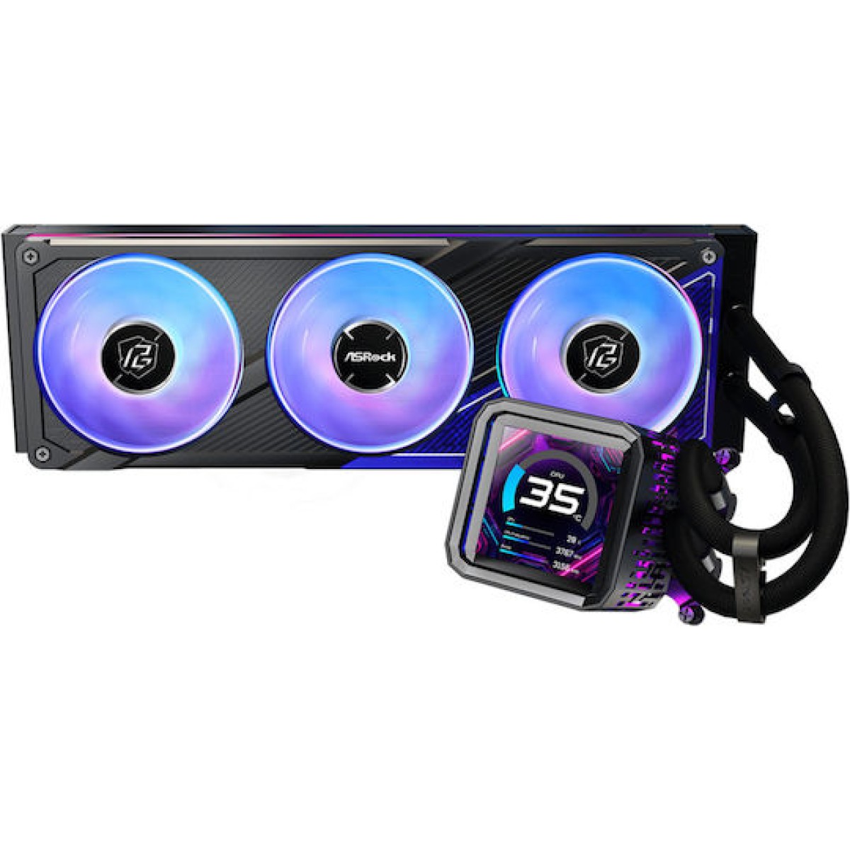 ASRock Phantom Gaming 360 LCD Υδρόψυξη Επεξεργαστή Τριπλού Ανεμιστήρα 120mm για Socket AM4/AM5/1700 με ARGB Φωτισμό