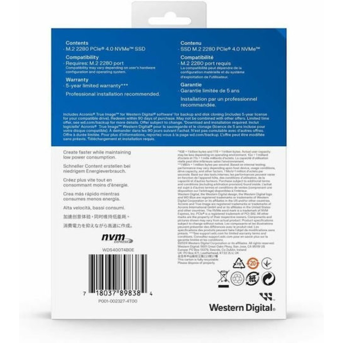 Western Digital SN5000 SSD 4TB M.2 PCI Express 4.0