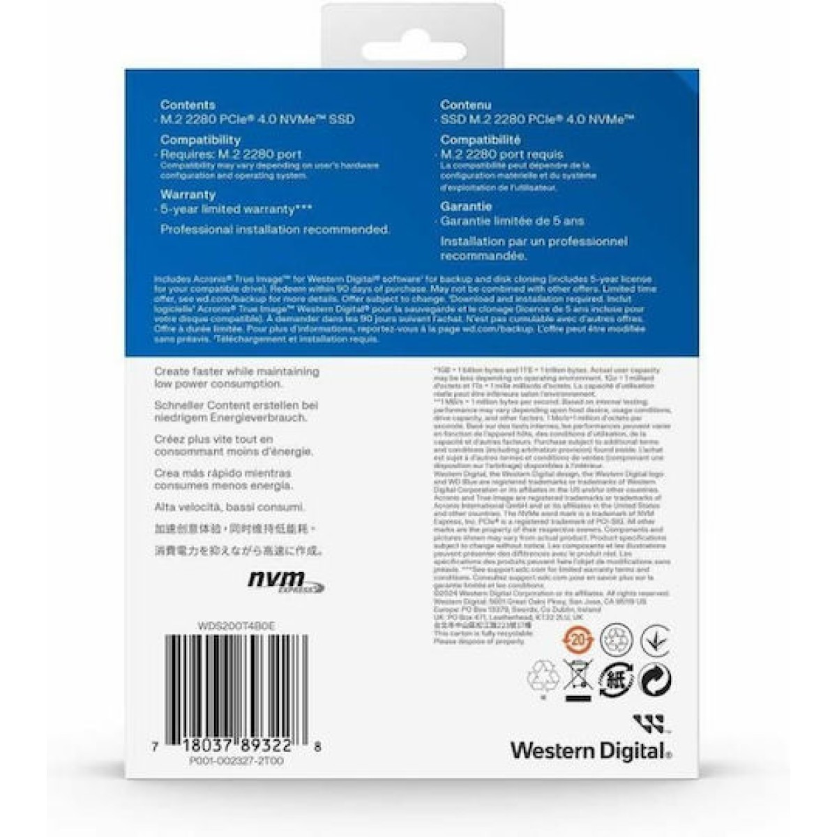 Western Digital SN5000 SSD 2TB M.2 NVMe PCI Express 4.0