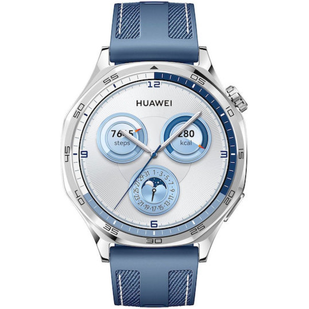Huawei Watch GT 5 Stainless Steel 46mm Αδιάβροχο με Παλμογράφο (Μπλε)