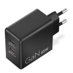 Lenovo Φορτιστής GaN με 2 Θύρες USB-C και Καλώδιο USB-C - USB-C 65W Μαύρος (40AW065BEU)