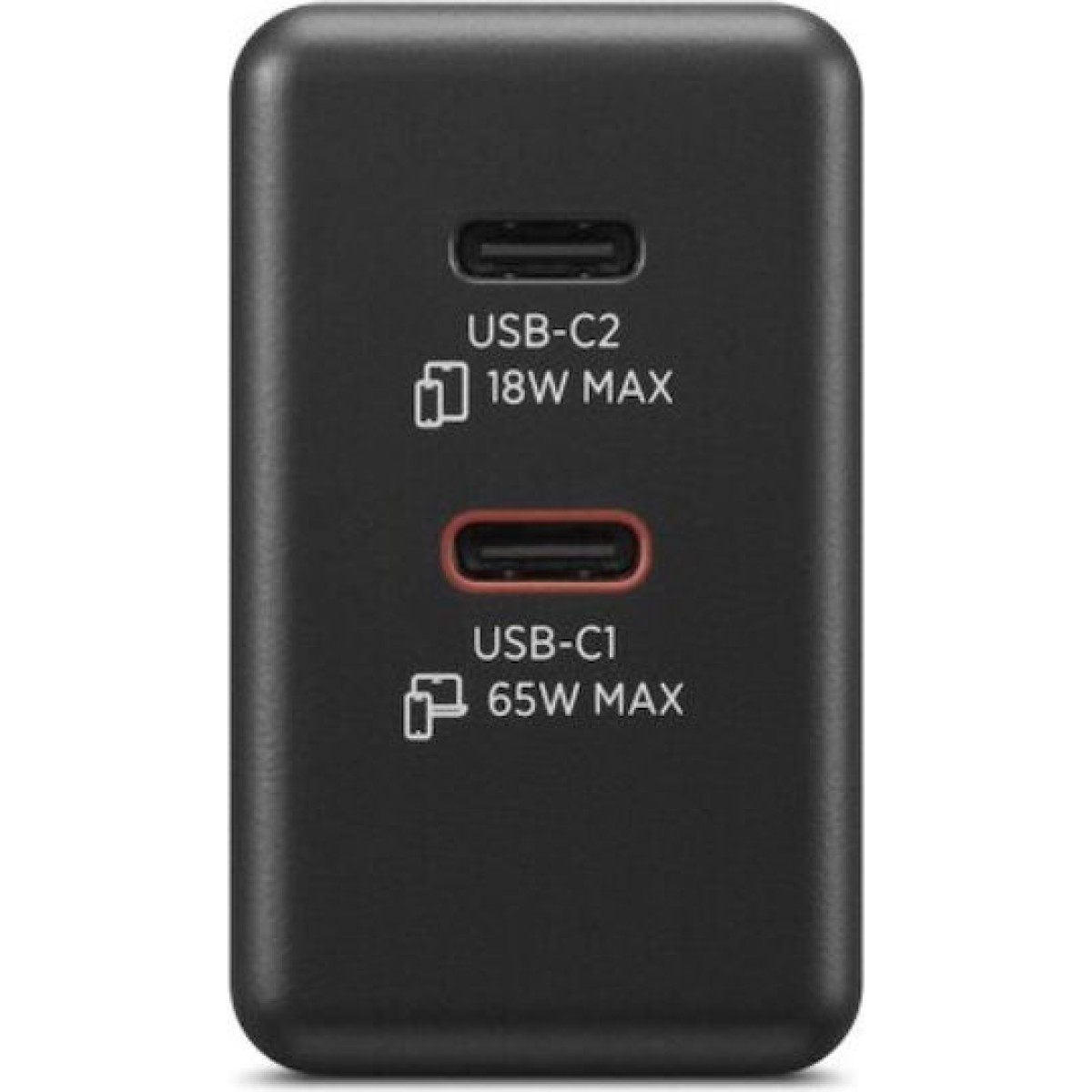Lenovo Φορτιστής GaN με 2 Θύρες USB-C και Καλώδιο USB-C - USB-C 65W Μαύρος (40AW065BEU)