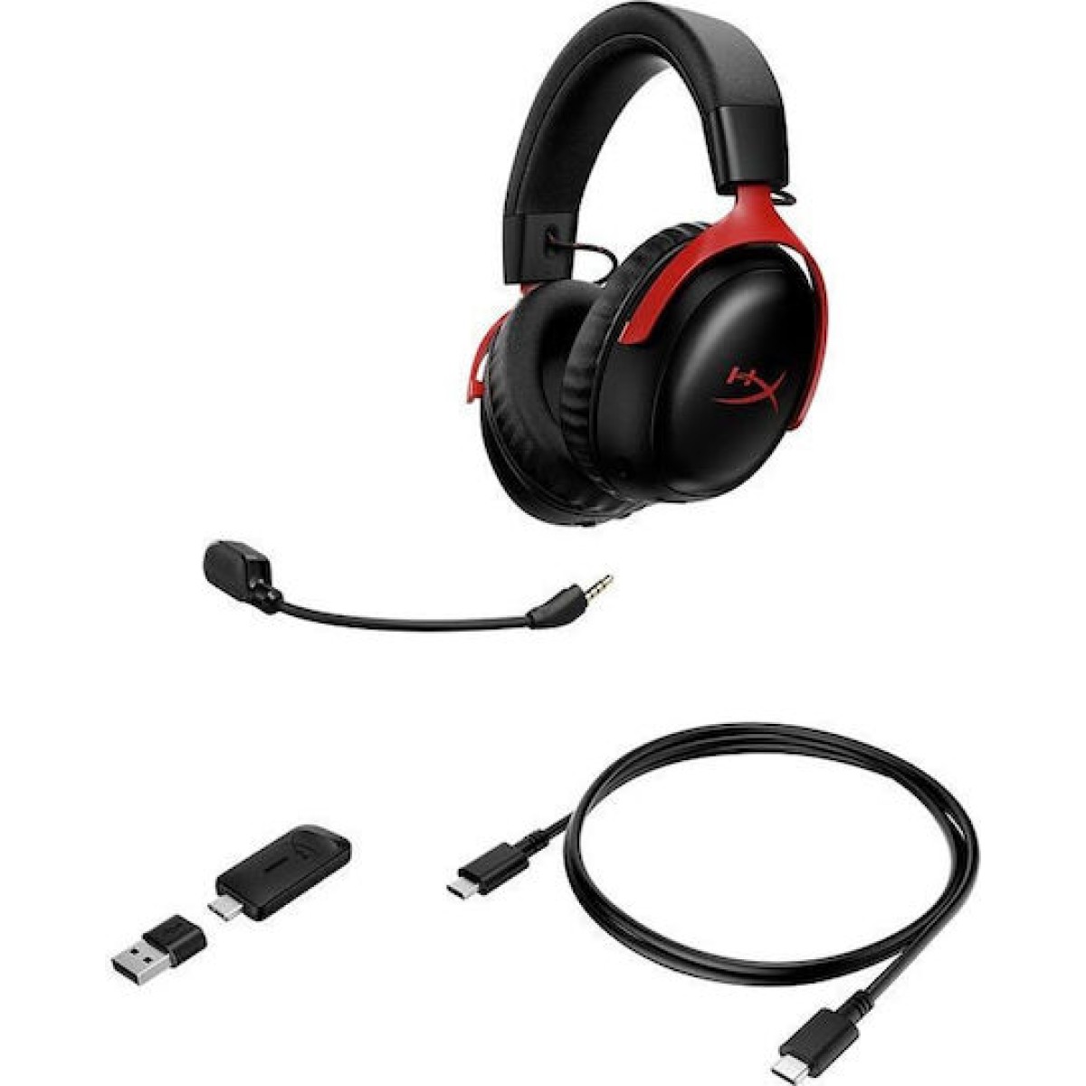 HyperX Cloud III S Ασύρματο Over Ear Gaming Headset με σύνδεση Bluetooth / USB Black/Red for Nintendo Switch / PC / PS5 / PS4