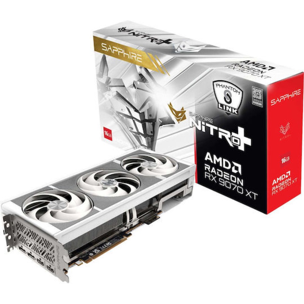 Sapphire Radeon RX 9070 XT 16GB GDDR6 Nitro+ Phantom Link Polar OC Κάρτα Γραφικών