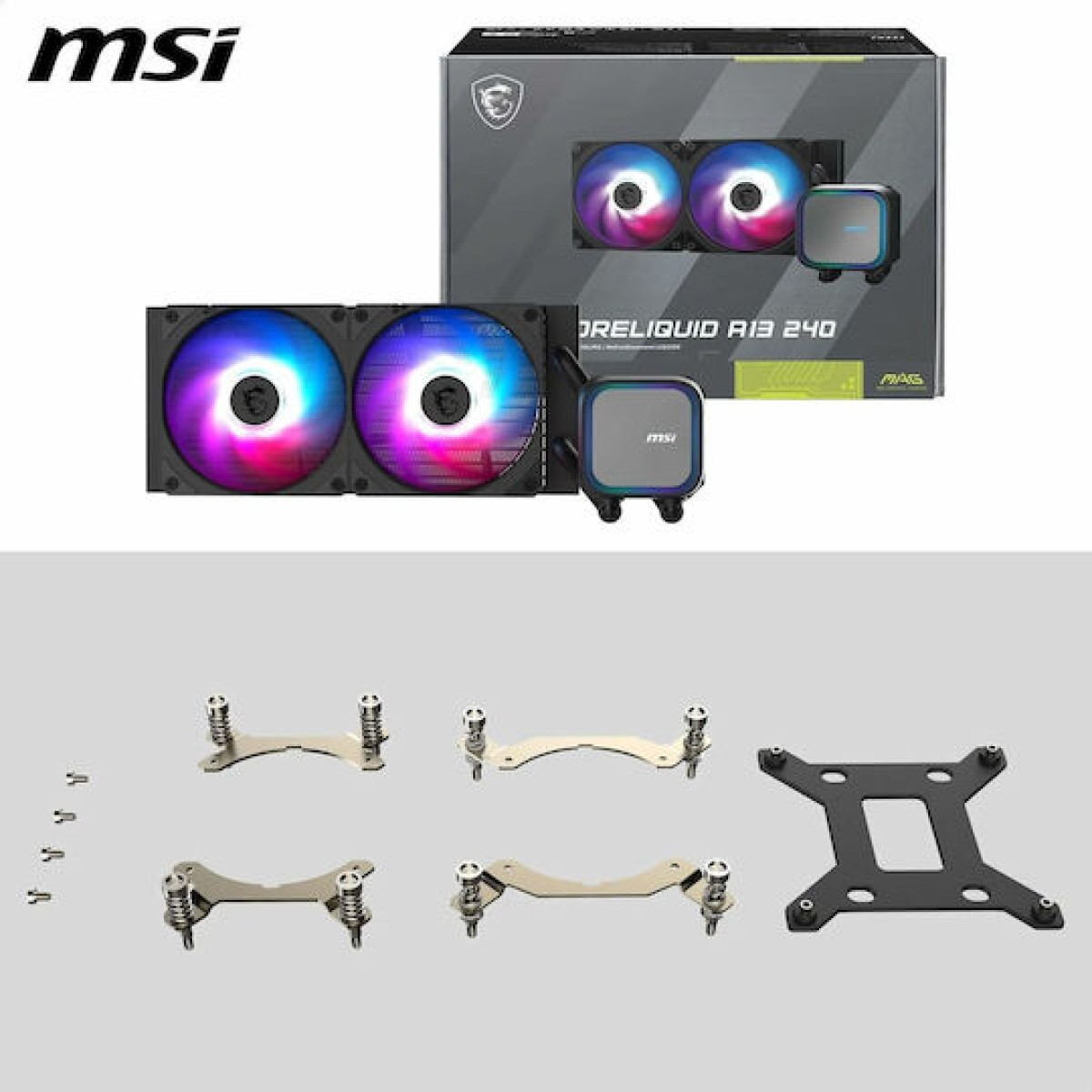 MSI MAG CORELIQUID A13 240 Υδρόψυξη Επεξεργαστή Διπλού Ανεμιστήρα 120mm για Socket AM4/AM5/1700 με ARGB Φωτισμό