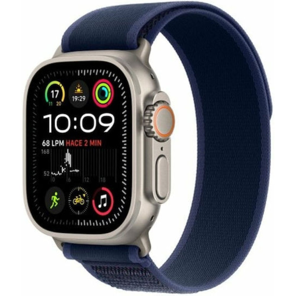 Apple Watch Ultra 2 2024 Titanium 49mm Αδιάβροχο με eSIM και Παλμογράφο (Natural με Blue Trail Loop (M/L))