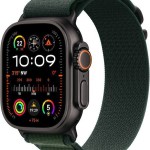 Apple Watch Ultra 2 2024 Titanium 49mm Αδιάβροχο με eSIM και Παλμογράφο (Black με Dark Green Alpine Loop - Large)