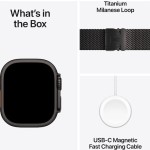Apple Watch Ultra 2 2024 Titanium 49mm Αδιάβροχο με eSIM και Παλμογράφο (Black με Black Titanium Milanese Loop - Small)
