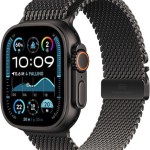 Apple Watch Ultra 2 2024 Titanium 49mm Αδιάβροχο με eSIM και Παλμογράφο (Black με Black Titanium Milanese Loop - Medium)