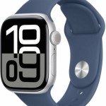 Apple Watch Series 10 Aluminium 42mm Αδιάβροχο με Παλμογράφο (Silver με Denim Sport Band (S/M))