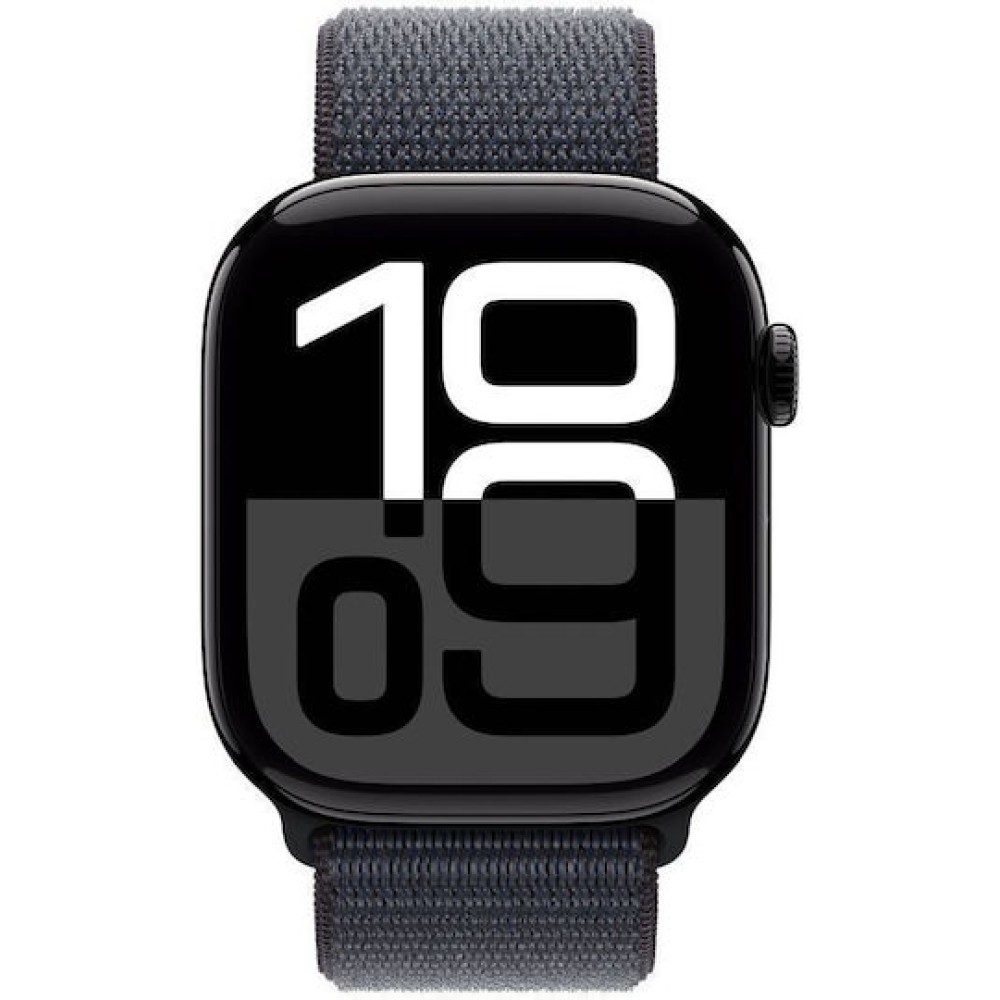 Apple Watch Series 10 Aluminium 42mm Αδιάβροχο με Παλμογράφο (Jet Black με Ink Sport Loop)