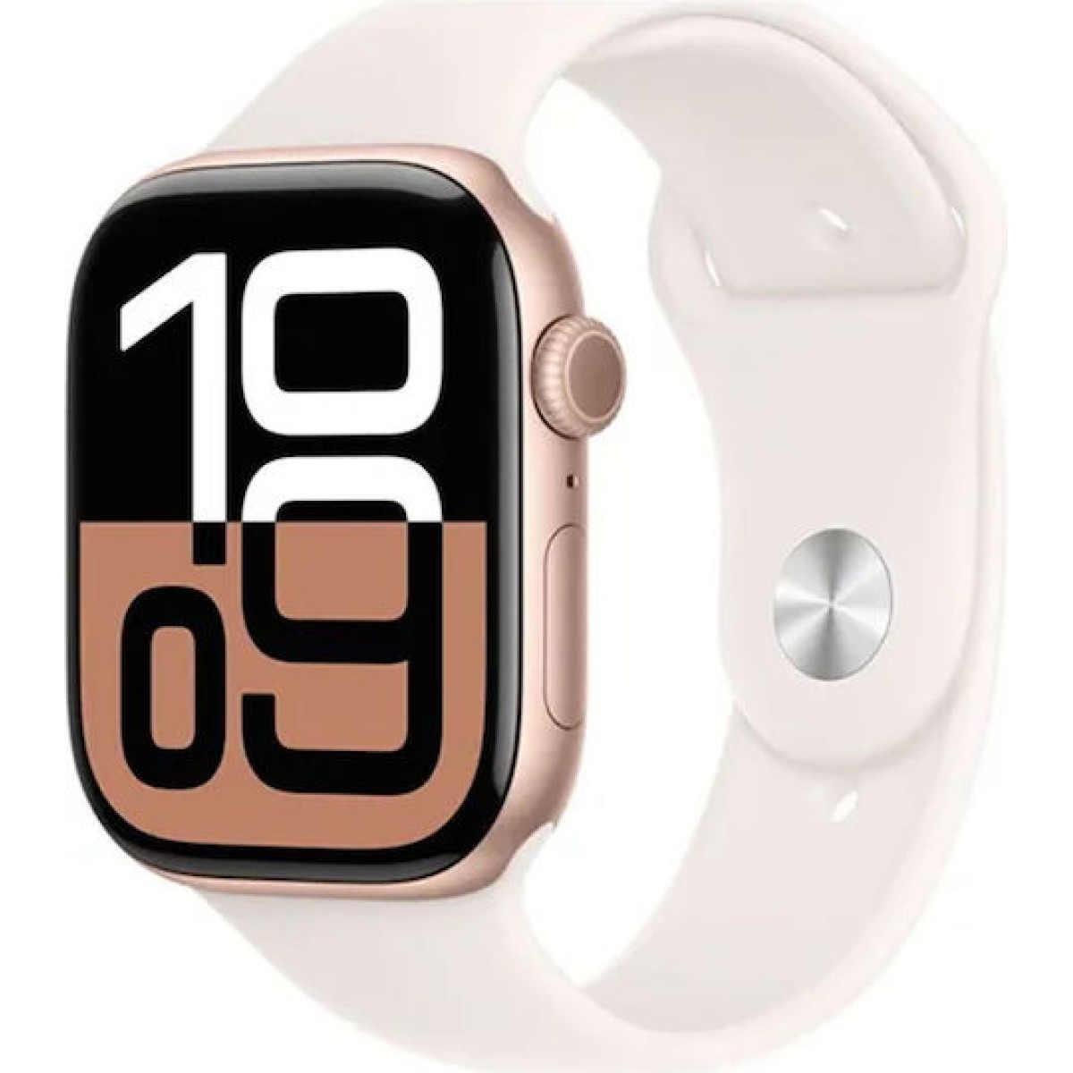 Apple Watch Series 10 Aluminium 46mm Αδιάβροχο με Παλμογράφο (Rose Gold με Light Blush Sport Band (M/L))