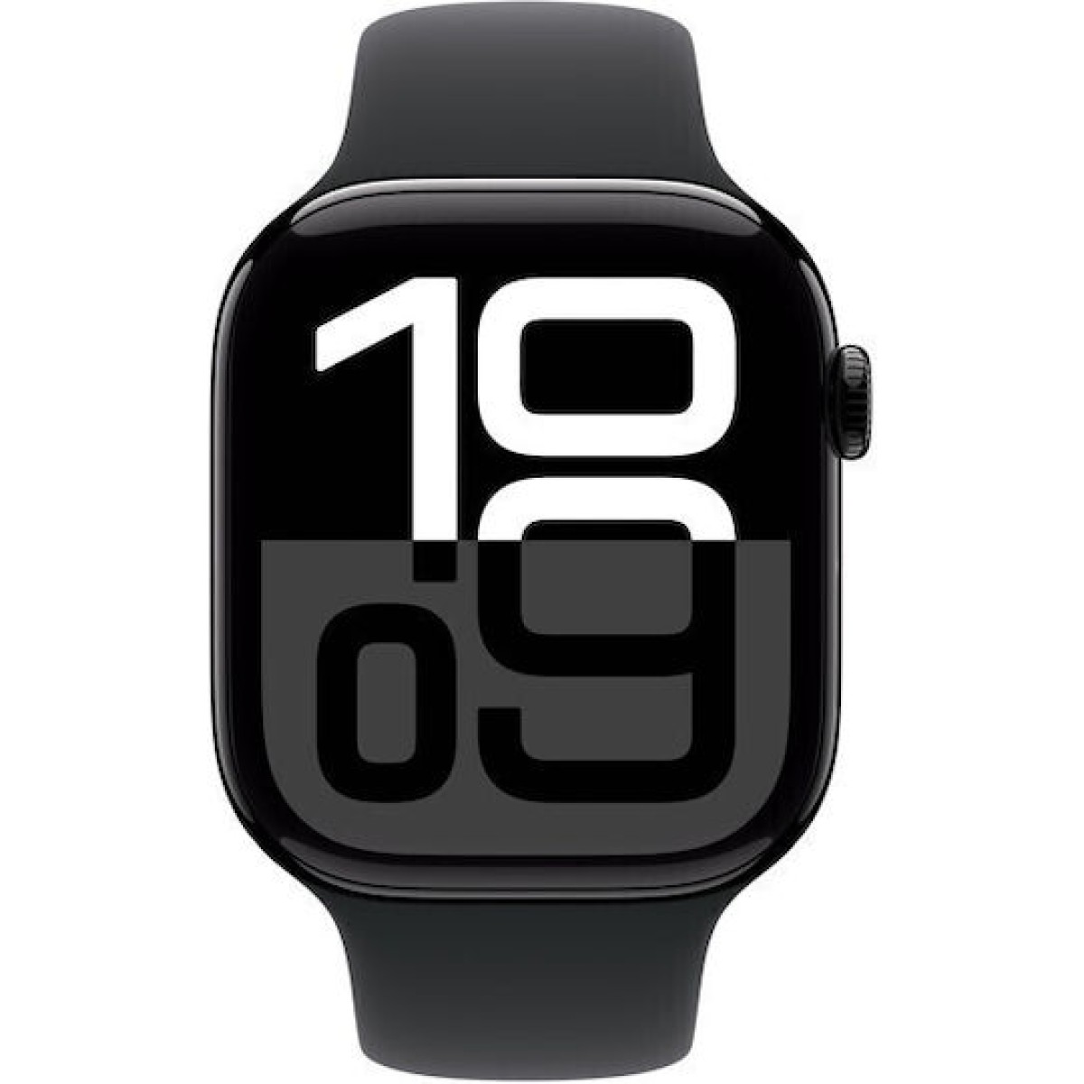 Apple Watch Series 10 Aluminium 46mm Αδιάβροχο με Παλμογράφο (Jet Black με Black Sport Band (S/M))