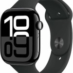 Apple Watch Series 10 Aluminium 46mm Αδιάβροχο με Παλμογράφο (Jet Black με Black Sport Band (M/L))