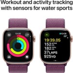 Apple Watch Series 10 Aluminium 46mm Αδιάβροχο με Παλμογράφο (Rose Gold με Plum Sport Loop)