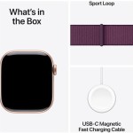 Apple Watch Series 10 Aluminium 46mm Αδιάβροχο με Παλμογράφο (Rose Gold με Plum Sport Loop)