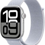 Apple Watch Series 10 Aluminium 46mm Αδιάβροχο με Παλμογράφο (Silver με Blue Cloud Sport Loop)