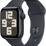 Apple Watch SE 2024 Aluminium 40mm Αδιάβροχο με Παλμογράφο (Midnight με Midnight Sport Band (S/M))
