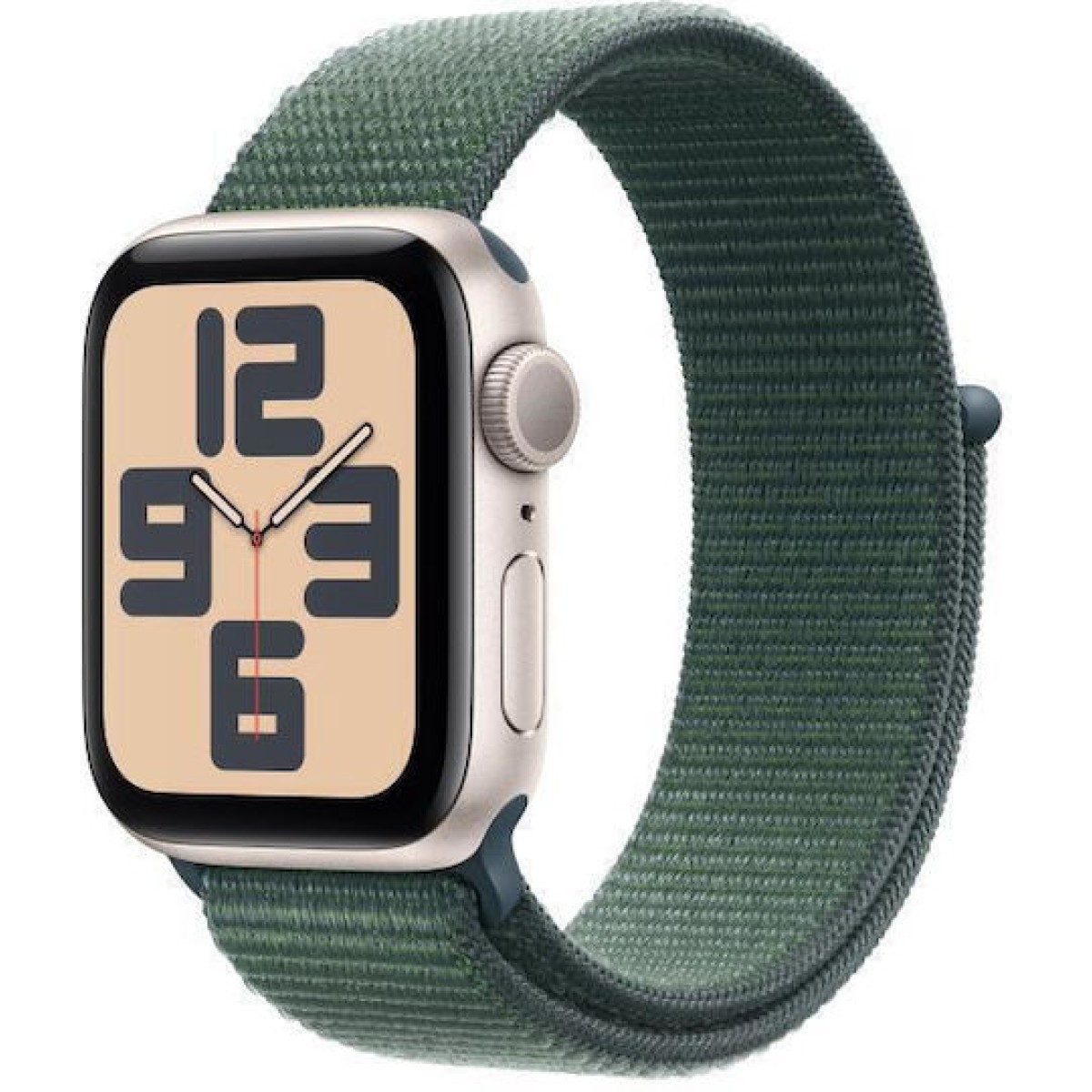 Apple Watch SE 2024 Aluminium 40mm Αδιάβροχο με Παλμογράφο (Starlight με Lake Green Sport Loop)