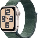 Apple Watch SE 2024 Aluminium 40mm Αδιάβροχο με Παλμογράφο (Starlight με Lake Green Sport Loop)