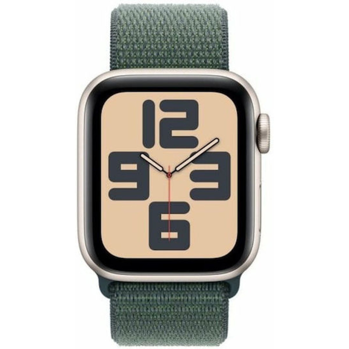Apple Watch SE 2024 Aluminium 40mm Αδιάβροχο με Παλμογράφο (Starlight με Lake Green Sport Loop)
