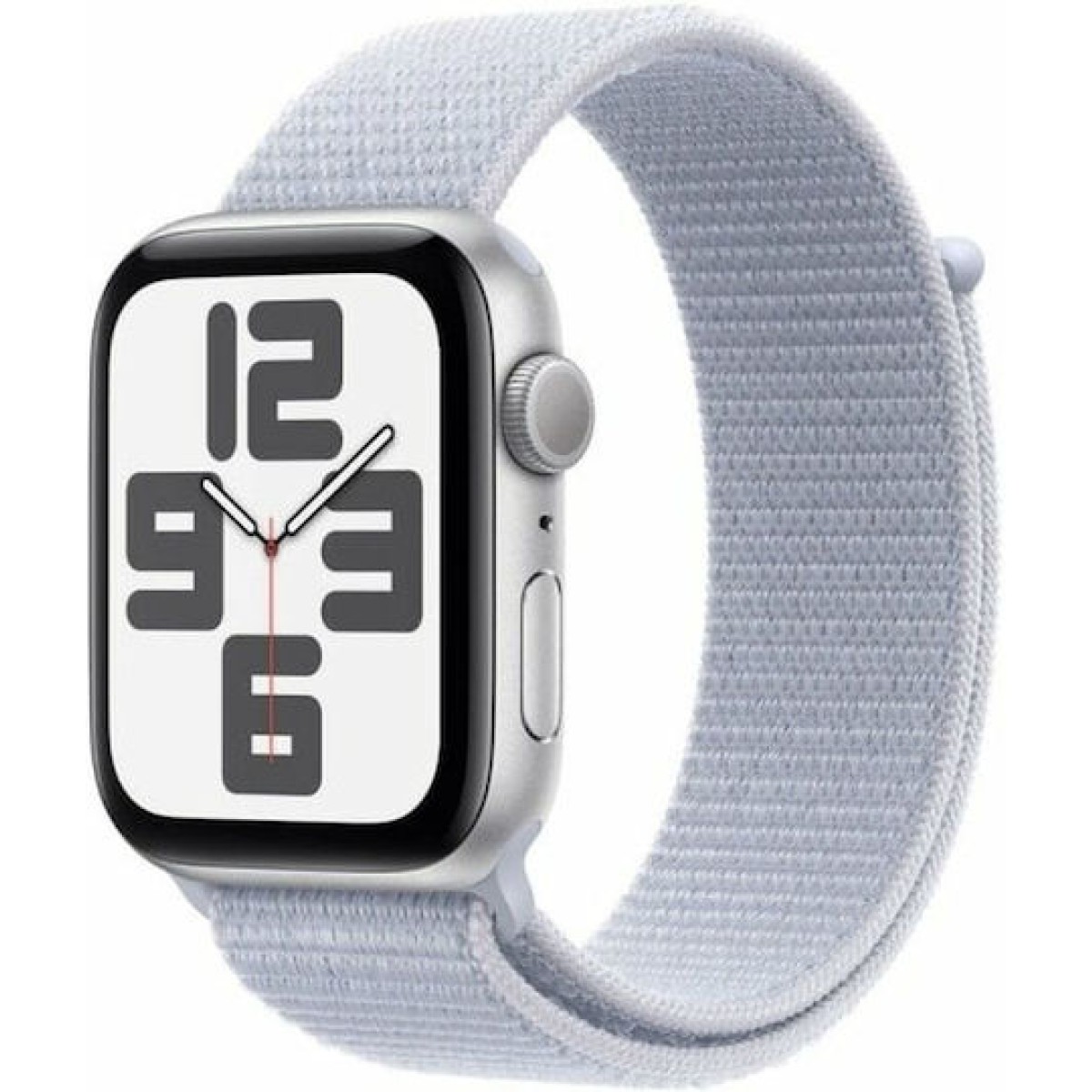 Apple Watch SE 2024 Aluminium 44mm Αδιάβροχο με Παλμογράφο (Silver με Blue Cloud Sport Loop)