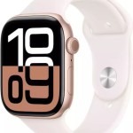 Apple Watch Series 10 Cellular Aluminium 42mm Αδιάβροχο με eSIM και Παλμογράφο (Rose Gold με Light Blush Sport Band (S/M))