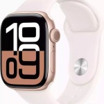 Apple Watch Series 10 Cellular Aluminium 42mm Αδιάβροχο με eSIM και Παλμογράφο (Rose Gold με Light Blush Sport Band (M/L))