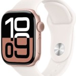 Apple Watch Series 10 Cellular Aluminium 42mm Αδιάβροχο με eSIM και Παλμογράφο (Rose Gold με Light Blush Sport Band (M/L))