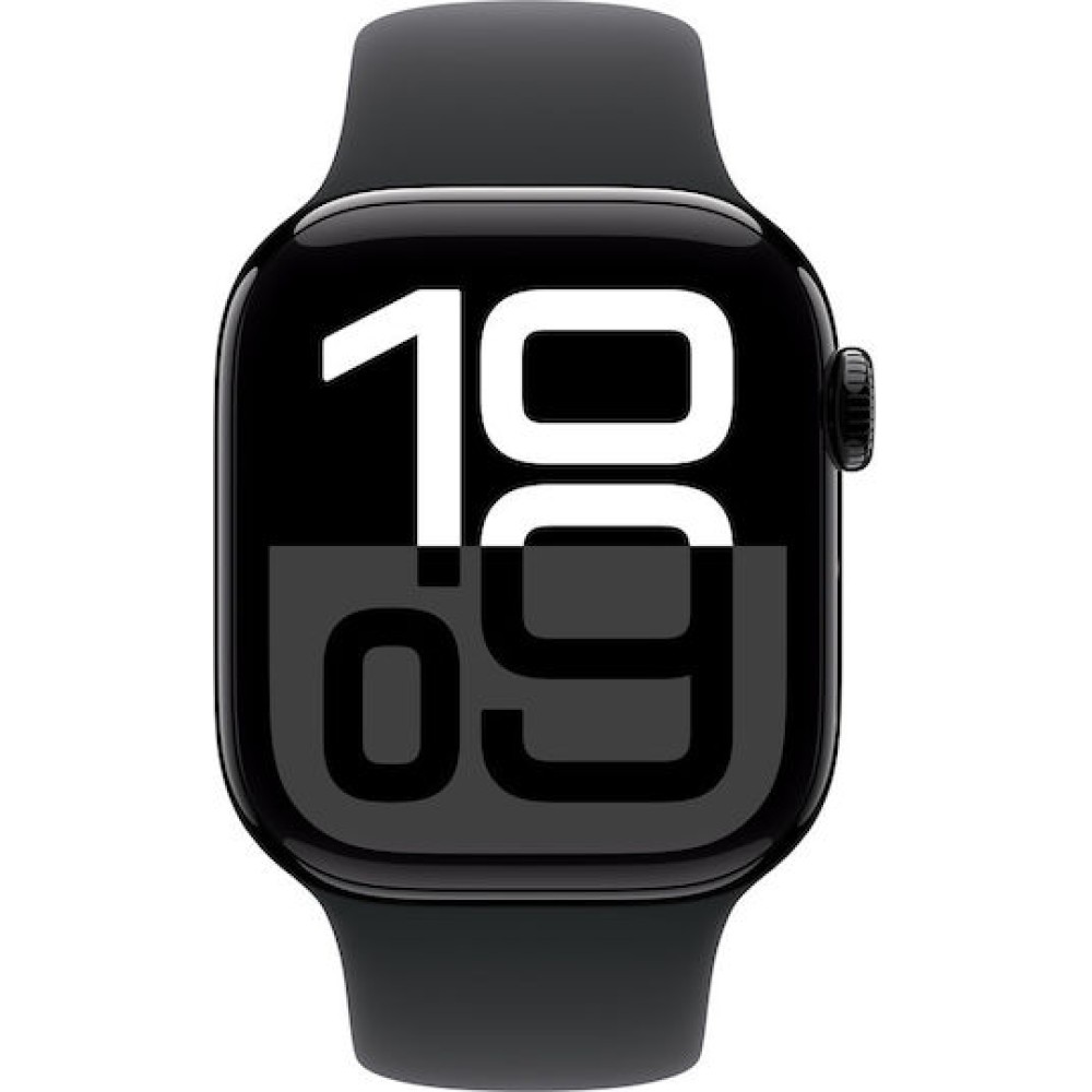 Apple Watch Series 10 Cellular Aluminium 42mm Αδιάβροχο με eSIM και Παλμογράφο (Jet Black Aluminium Case with Sport Band M/L)