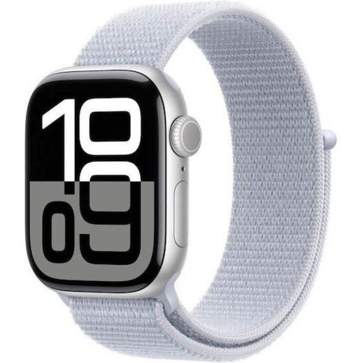 Apple Watch Series 10 Cellular Aluminium 42mm Αδιάβροχο με eSIM και Παλμογράφο (Silver με Blue Cloud Sport Loop)