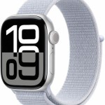 Apple Watch Series 10 Cellular Aluminium 42mm Αδιάβροχο με eSIM και Παλμογράφο (Silver με Blue Cloud Sport Loop)