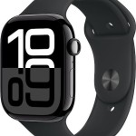 Apple Watch Series 10 Cellular Aluminium 46mm Αδιάβροχο με eSIM και Παλμογράφο (Jet Black with Sport Band - S/M)