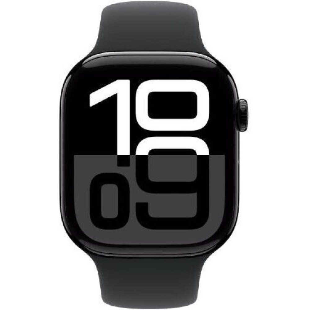 Apple Watch Series 10 Cellular Aluminium 46mm Αδιάβροχο με eSIM και Παλμογράφο (Sport Band Jet Black/Ink)