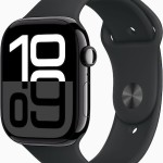 Apple Watch Series 10 Cellular Aluminium 46mm Αδιάβροχο με eSIM και Παλμογράφο (Sport Band Jet Black/Ink)
