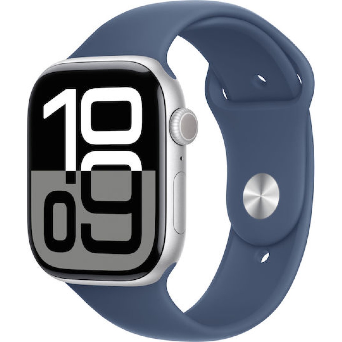 Apple Watch Series 10 Cellular Aluminium 46mm Αδιάβροχο με eSIM και Παλμογράφο (Silver Aluminium Sport Band Denim)