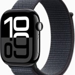 Apple Watch Series 10 Cellular Aluminium 46mm Αδιάβροχο με eSIM και Παλμογράφο (Sport Loop Jet Black/Ink)