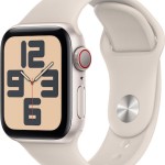 Apple Watch SE 2024 Cellular Aluminium 40mm Αδιάβροχο με eSIM και Παλμογράφο (Starlight με Starlight Sport Band (M/L))