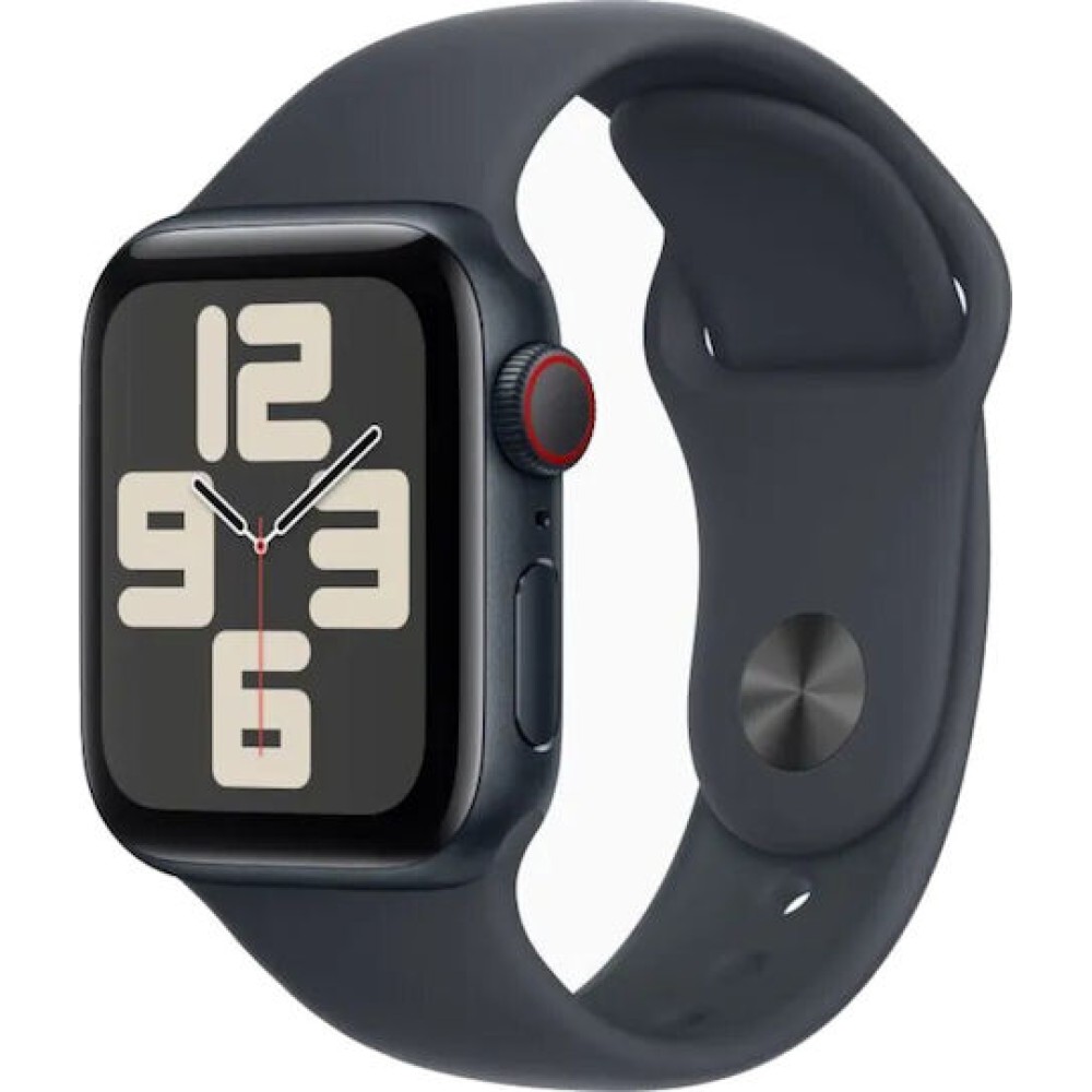 Apple Watch SE 2024 Cellular Aluminium 40mm Αδιάβροχο με eSIM και Παλμογράφο (Midnight Sport Band)