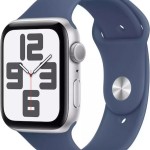 Apple Watch SE 2024 Cellular Aluminium 40mm Αδιάβροχο με eSIM και Παλμογράφο (Silver με Denim Sport Band (M/L))