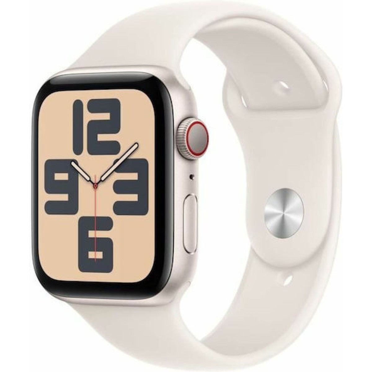 Apple Watch SE 2024 Cellular Aluminium 44mm Αδιάβροχο με eSIM και Παλμογράφο (Starlight με Starlight Sport Band (S/M))