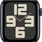 Apple Watch SE 2024 Cellular Aluminium 44mm Αδιάβροχο με eSIM και Παλμογράφο (Midnight με Midnight Sport Band (S/M))